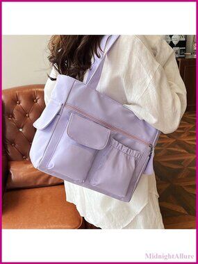 Large Capacity Shoulder Bag with External Pocket